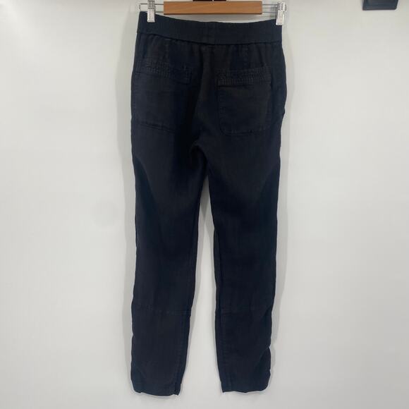 Standard James Perse Patched Pull on Linen Pants Ankle Cropped Black Womens 0 - Picture 5 of 9